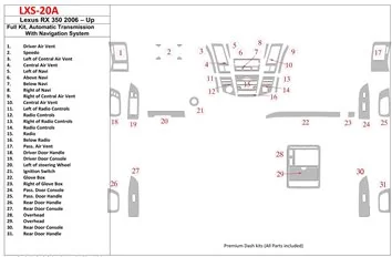 Lexus RX 350 2006-UP Ensemble Complet, Automatic Gear, With Navigation BD Décoration de tableau de bord