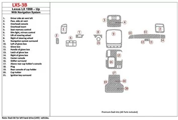 Lexus LX-470 1998-UP With NAVI system, 22 Parts set OEM Compliance Decor de carlinga su interior