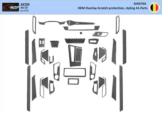 Audi A6 C8 seit 2018 3D Interior Dashboard Trim Kit Dash Trim Dekor 41-Parts