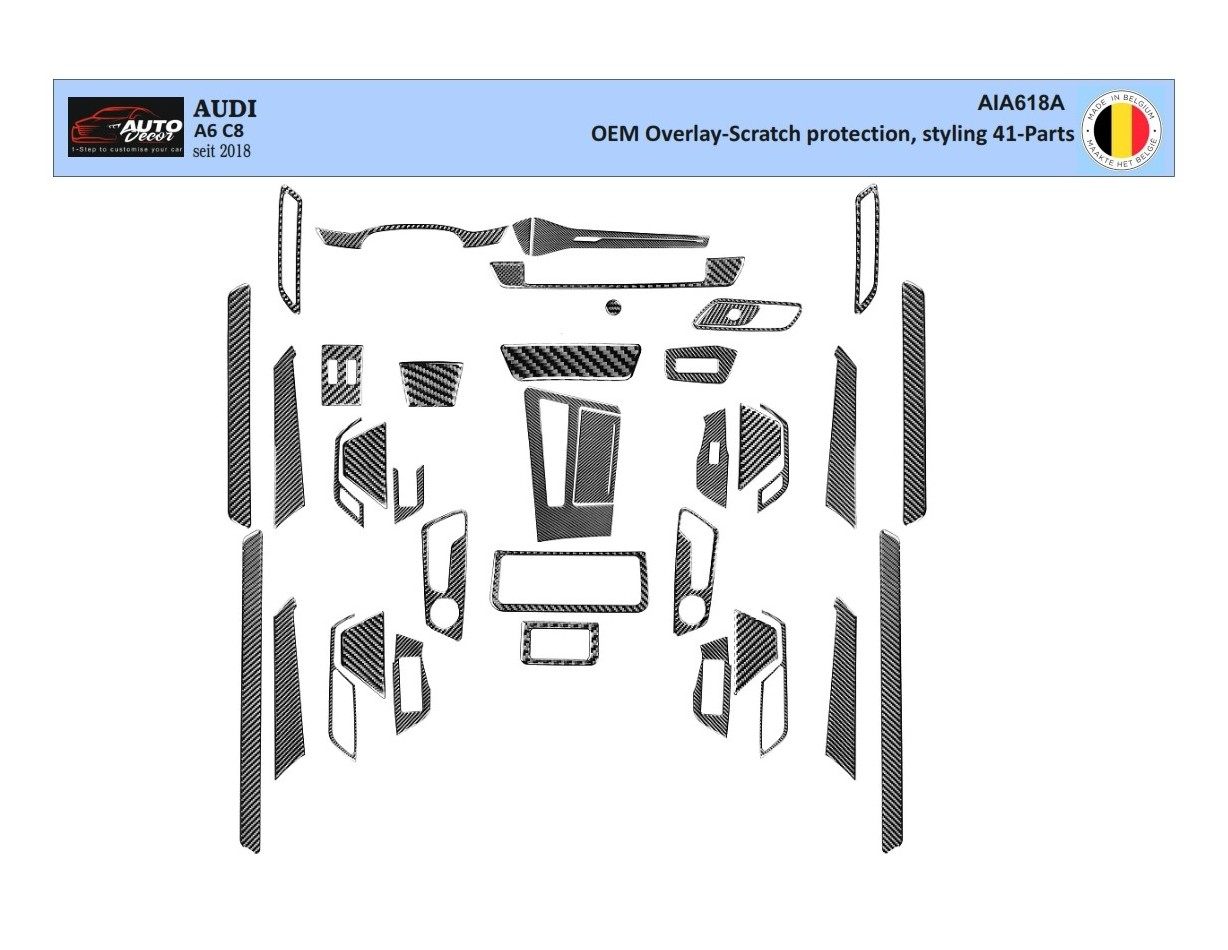 Audi A6 C8 seit 2018 3D Interior Dashboard Trim Kit Dash Trim Dekor 41-Parts