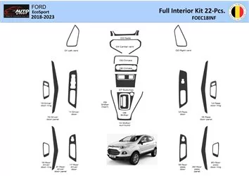 Ford EcoSport 2018-2022 Habillage Décoration de Tableau de Bord 22 Pièce