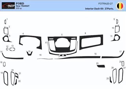 Ford New Transit 2020 3D Inleg dashboard Interieurset aansluitend en pasgemaakt op he 27-Teile