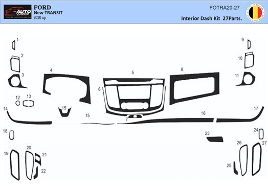 Ford New Transit 2020 3D Inleg dashboard Interieurset aansluitend en pasgemaakt op he 27-Teile Ford New Transit 2020 3D Inleg dashboard Interieurset aansluitend en pasgemaakt op he 27-Teile