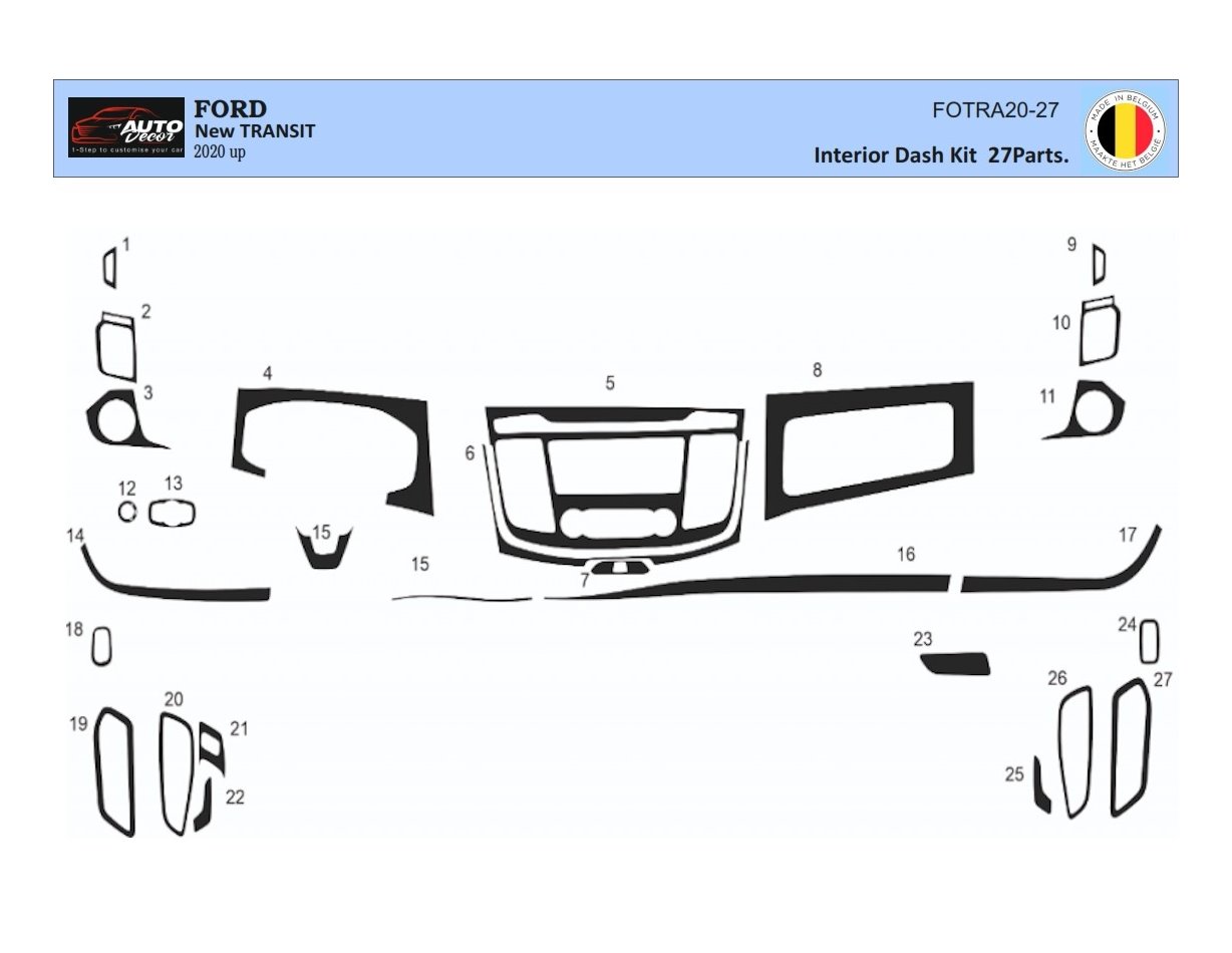 Ford New Transit 2020 3D Decor de carlinga su interior del coche 27-Partes