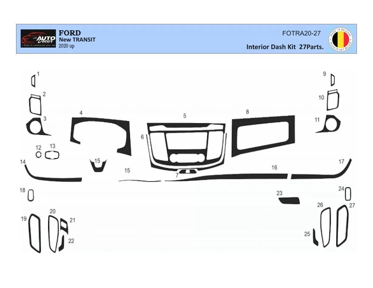 Ford New Transit 2020 3D Mittelkonsole Armaturendekor Cockpit Dekor 27-Teile - 1- Cockpit Innenraum Dekor Ford New Transit 2020 3D Mittelkonsole Armaturendekor Cockpit Dekor 27-Teile - 1- Cockpit Innenraum Dekor