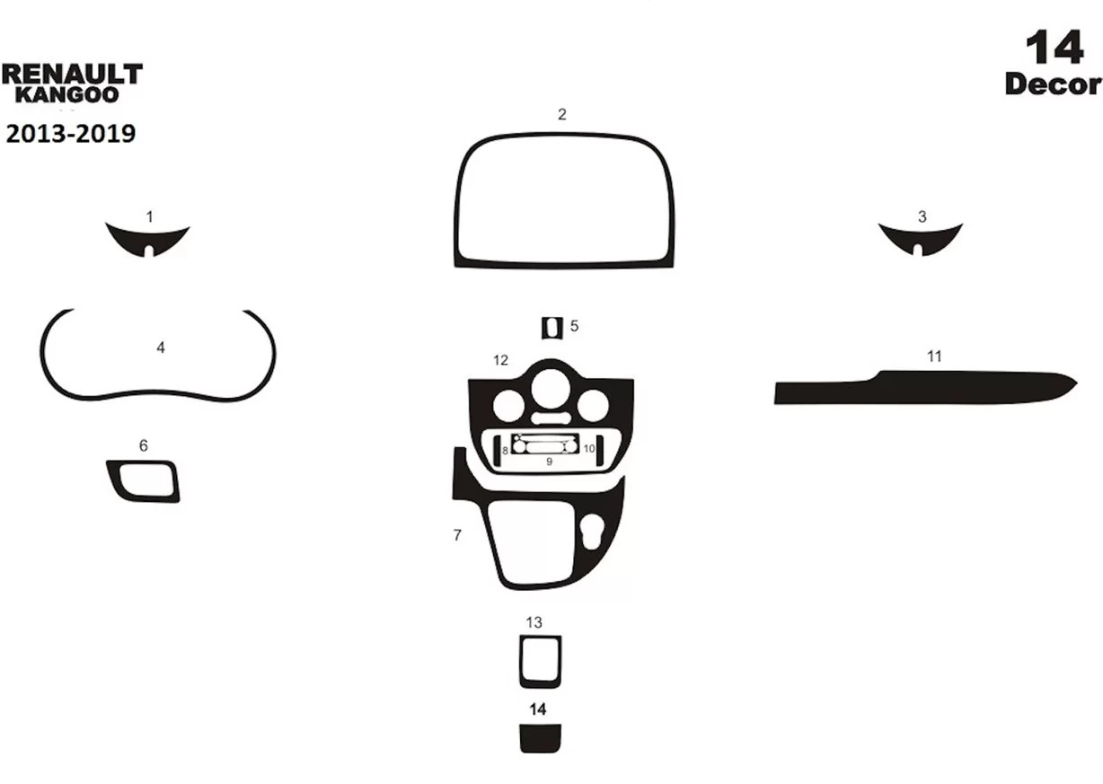 Renault Kangoo 2013-2019 3D Inleg dashboard Interieurset aansluitend en pasgemaakt op he 14-Teile