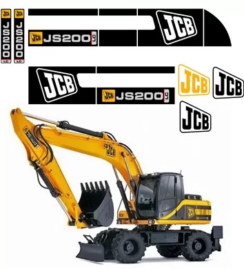 JCB-JS 200 Excavadora móvil Archivos Vectoriales para Impresión y Corte