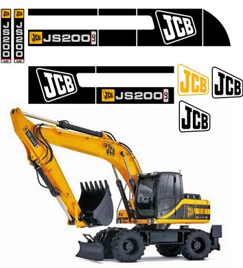 JCB-JS 200 Mobile excavator Replacement Vector Decal Files for Print & Cut