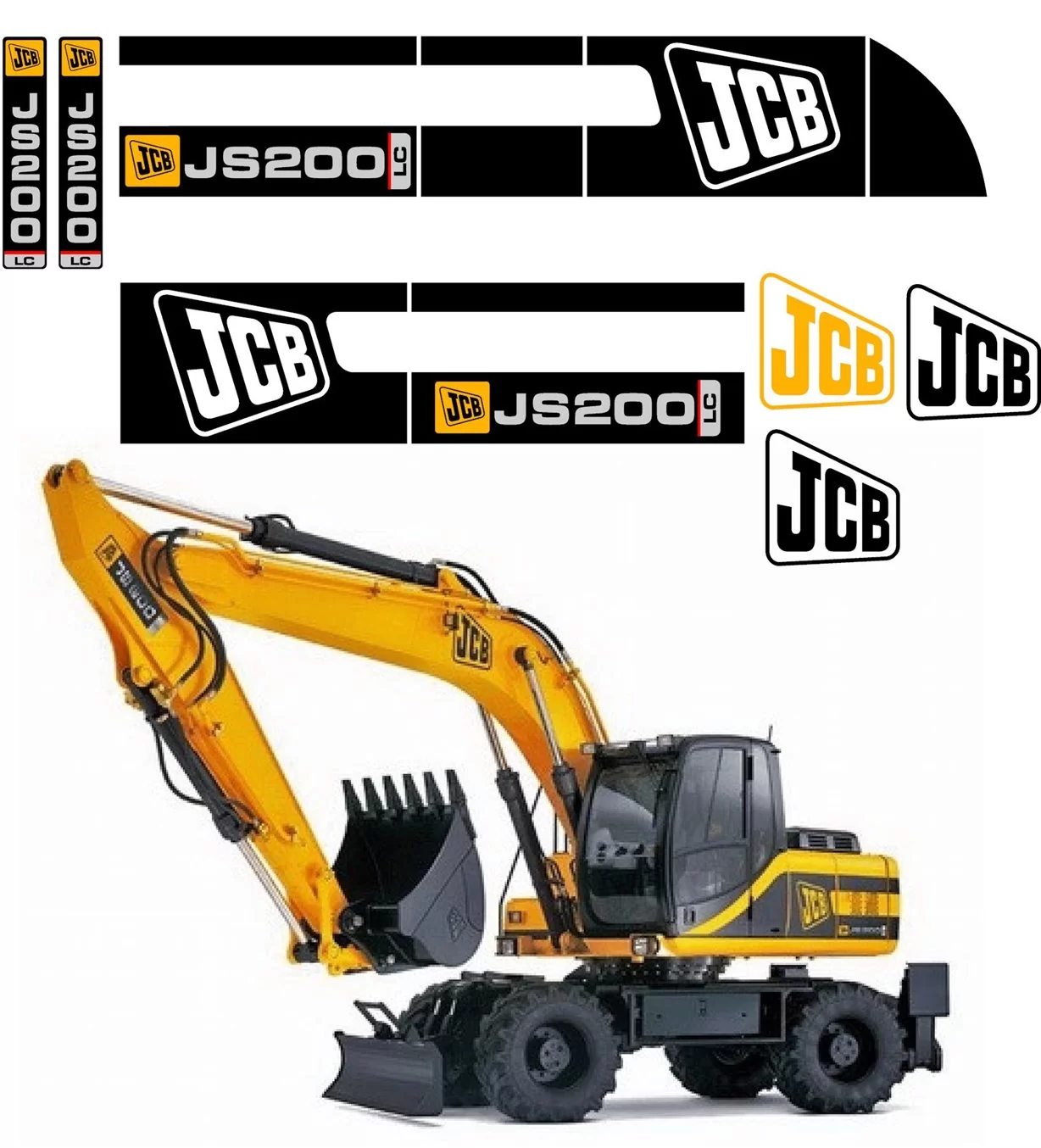 JCB JS 200 Pelle mobile Fichiers Vectoriels pour Impression & Découpe JCB JS 200 Pelle mobile Fichiers Vectoriels pour Impression & Découpe