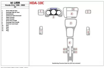 Honda Civic 1999-2000 DX, 13 Parts set BD Décoration de tableau de bord