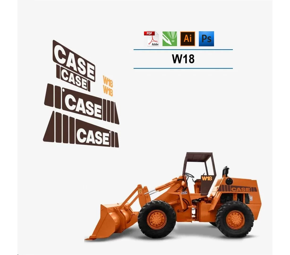 Case W18B Drum Roller Replacement Vector Decal Files for Print & Cut Case W18B Drum Roller Replacement Vector Decal Files for Print & Cut