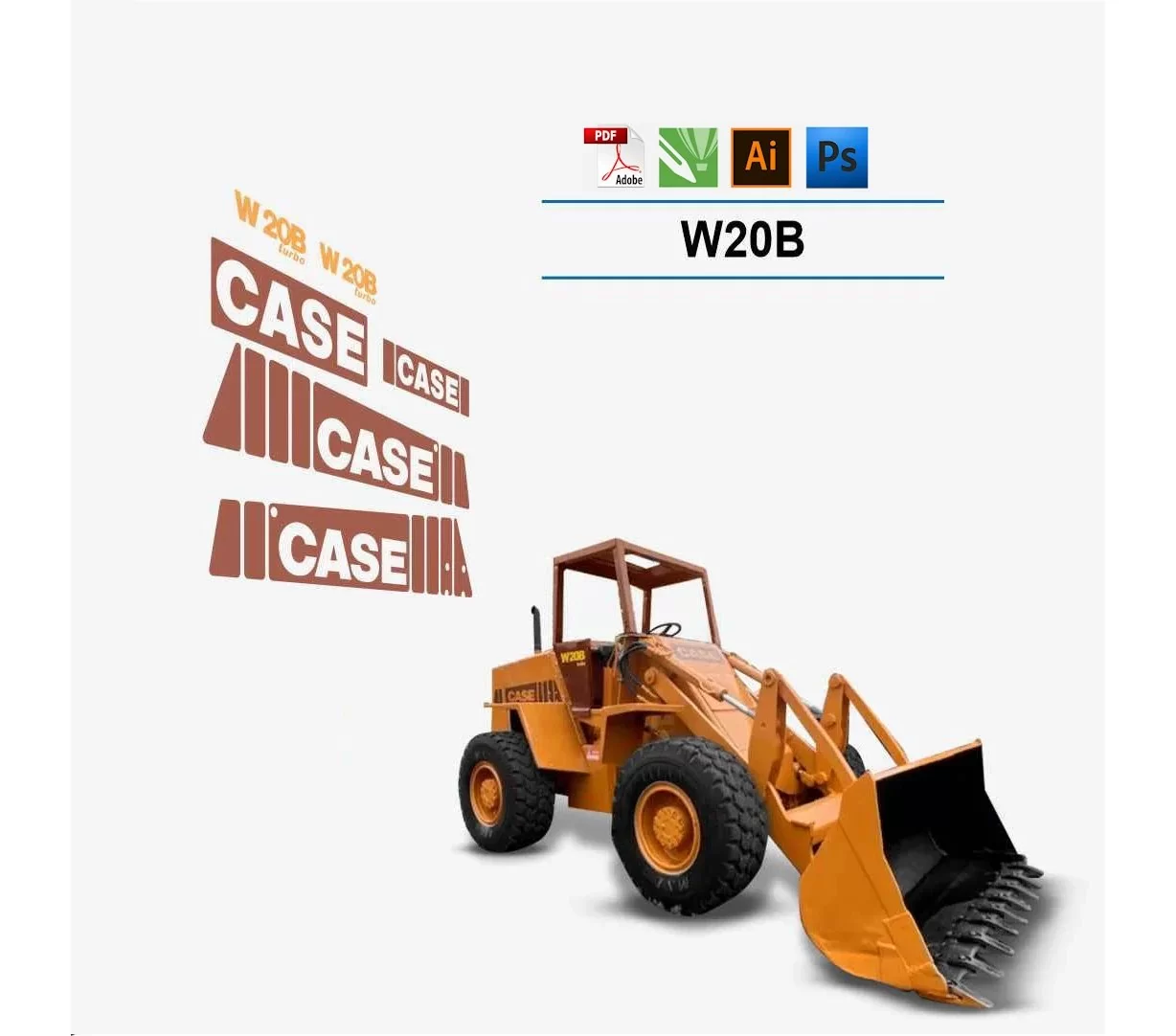 Case W20B Drum Roller Replacement Vector Decal Files for Print & Cut Case W20B Drum Roller Replacement Vector Decal Files for Print & Cut