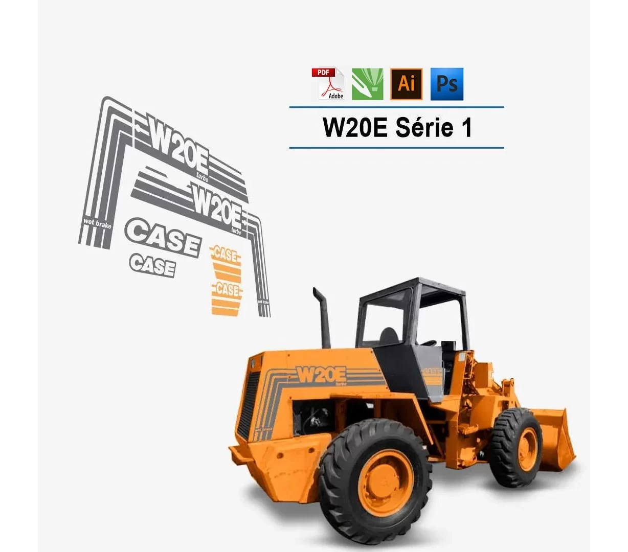 Case W20E Cargadora de ruedas Archivos Vectoriales para Impresión y Corte Case W20E Cargadora de ruedas Archivos Vectoriales para Impresión y Corte