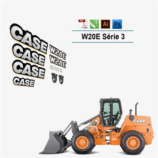 Case W20E Series 3 Wheel Loader Replacement Vector Decal Files for Print & Cut