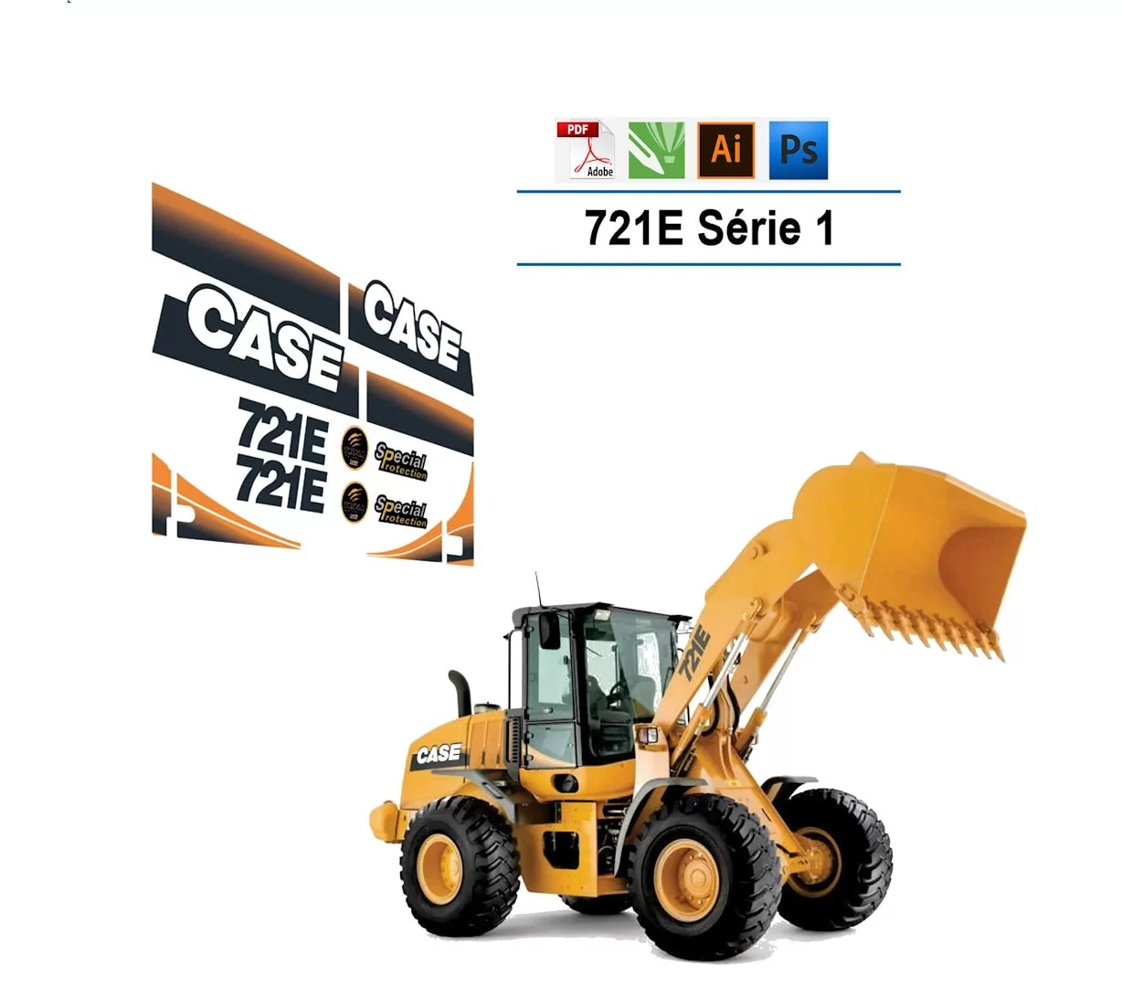 Case 721E Series 1 Cargadora de ruedas Archivos Vectoriales para Impresión y Corte Case 721E Series 1 Cargadora de ruedas Archivos Vectoriales para Impresión y Corte