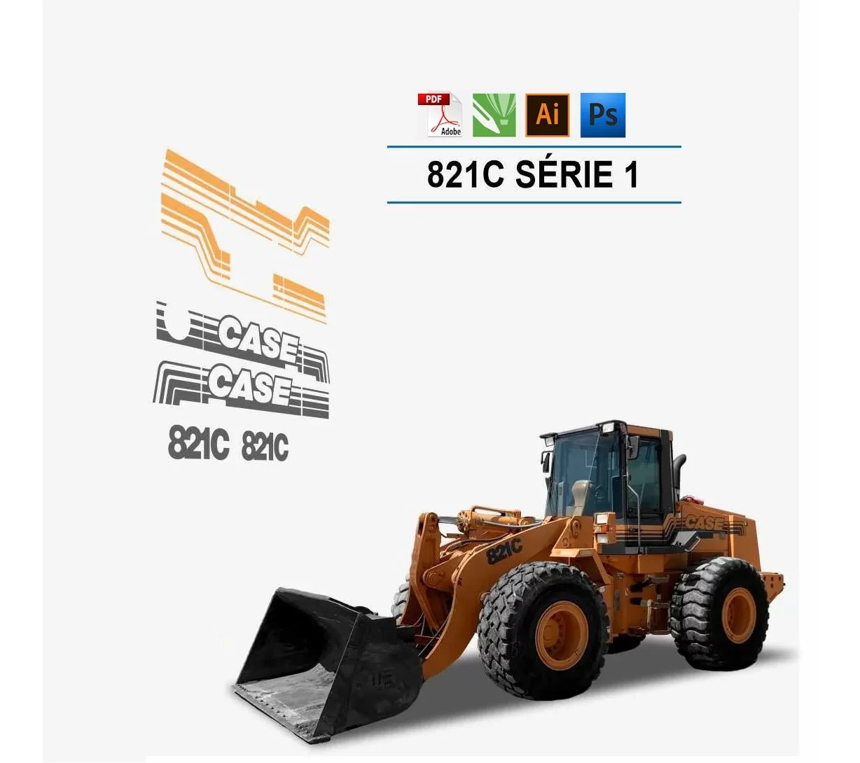 Case 821B Wiellader Vector Bestanden voor Print & Cut Case 821B Wiellader Vector Bestanden voor Print & Cut