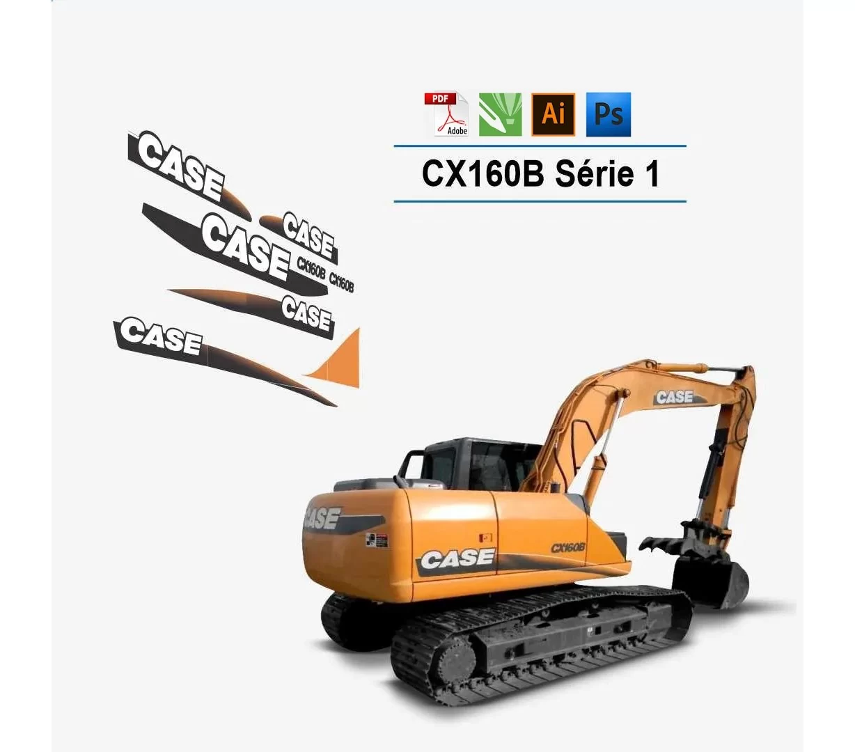 Case CX160B Series 1 bagger Vektordateien für Print & Cut Case CX160B Series 1 bagger Vektordateien für Print & Cut