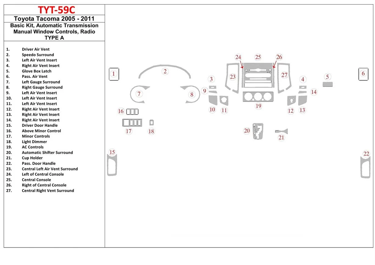 Toyota Tacoma 2005-UP BD innenausstattung armaturendekor cockpit dekor