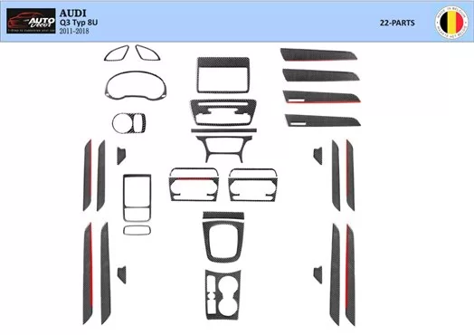 Audi Q3 8U 2011–2018 3D Interior Dashboard Trim Kit Dash Trim Dekor 22-Parts