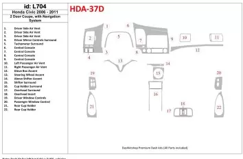 Honda Civic 2006-2011 2 Doors, With NAVI system Interior BD Dash Trim Kit