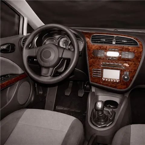 Seat Leon 1P 2005-2009 kit 3D de molduras interiores para salpicadero 8 piezas