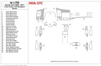 Honda Civic 2006-2011 4 Des portes, Avec NAVI system BD Kit la décoration du tableau de bord - 2 - habillage decor de tableau de
