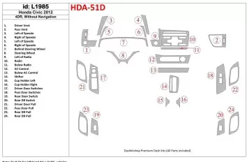 Honda Civic 2012-UP Sedan, Without NAVI BD Décoration de tableau de bord