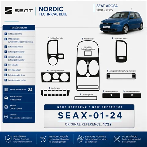 Seat Arosa 2001-2005 3D Cockpit Dekor Interieurleisten Set 24-teilig 2