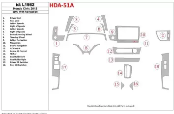 Honda Civic 2012-UP With NAVI Interior BD Dash Trim Kit