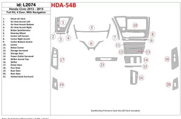 Honda Civic 2013-UP Voll Satz, 4 Doors, With NAVI BD innenausstattung armaturendekor cockpit dekor - 1- Cockpit Dekor Innenraum