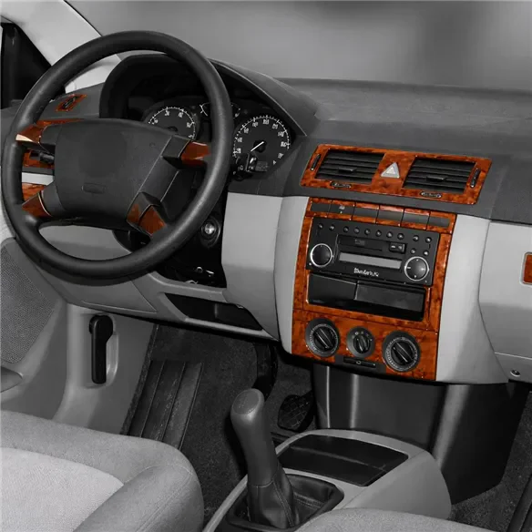 Skoda Fabia 6Y 1999-2006 kit 3D de molduras interiores para salpicadero 24 piezas