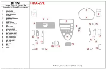 Honda Civic SI 2002-UP SI Model BD Kit la décoration du tableau de bord - 1 - habillage decor de tableau de bord