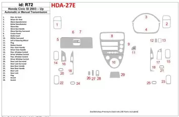 Honda Civic SI 2002-UP SI Model Interior BD Dash Trim Kit