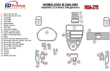 Honda Civic SI 2002-UP SI Model Decor de carlinga su interior