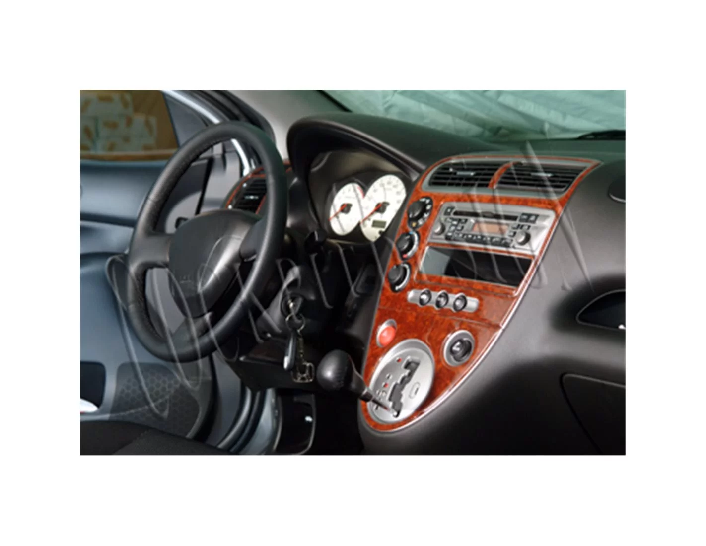 Honda Civic Type R 01-06 Kit la décoration du tableau de bord 6-Pièce - 1 - habillage decor de tableau de bord