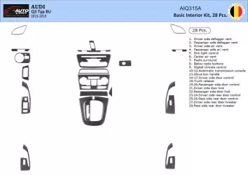 Audi Q3 ab 2015 3D BASIC Interior Dashboard Trim Kit Dash Trim Dekor 28-Parts