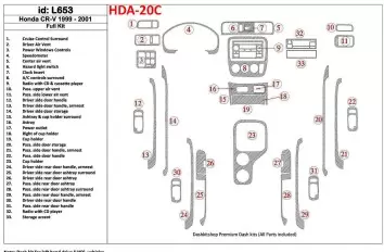 Honda CR-V 1999-2001 Full Set, 33 Parts set Interior BD Dash Trim Kit