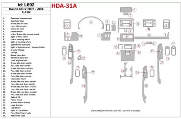 Honda CR-V 2002-2004 Full Set, 30 Parts set Decor de carlinga su interior
