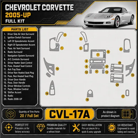 Chevrolet Corvette 2005 - à aujourd’hui kit complet kit décoration intérieure tableau de bord