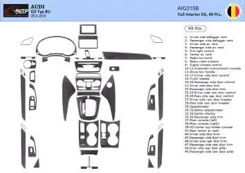 Audi Q3 ab 2015 3D Interior Dashboard Trim Kit Dash Trim Dekor 49-Parts