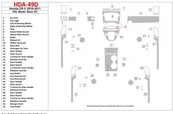 Honda CR-V 2010-UP Basic Set, EXL Model BD Interieur Dashboard Bekleding Volhouder