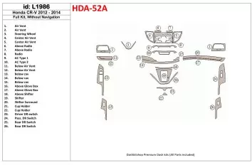 Honda CR-V 2012-UP Without NAVI Decor de carlinga su interior