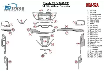 Honda CR-V 2012-UP Without NAVI Decor de carlinga su interior