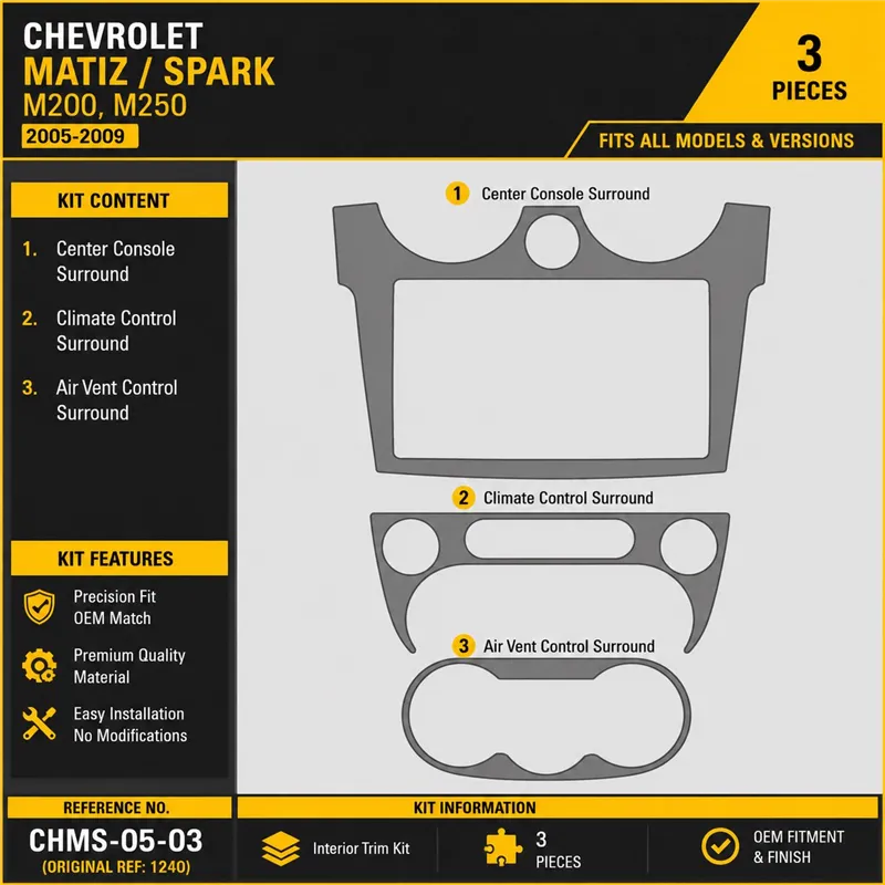 Chevrolet Matiz-Spark 2005-heute 3D Cockpit Dekor Interieurleisten Set 3-teilig