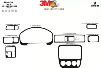Honda CR-V 4X4 06.97-01.02 3M 3D Interior Dashboard Trim Kit Dash Trim Dekor 9-Parts