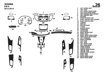 Honda CR-V Mk4 2012-2014 3M 3D Interior Dashboard Trim Kit Dash Trim Dekor 36-Parts