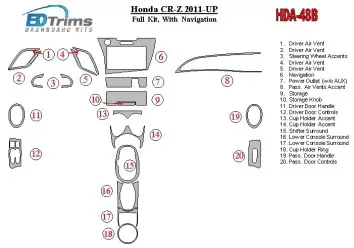 Honda CR-Z 2011-UP Ensemble Complet Avec NAVI BD Kit la décoration du tableau de bord - 2 - habillage decor de tableau de bord