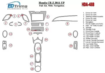 Honda CR-Z 2011-UP Full Set With NAVI BD Interieur Dashboard Bekleding Volhouder