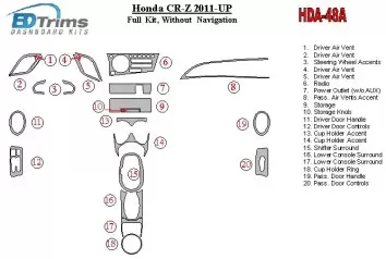 Honda CR-Z 2011-UP Ensemble Complet Sans NAVI BD Kit la décoration du tableau de bord - 2 - habillage decor de tableau de bord