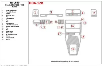 Honda CRX 1988-1989 Full Set Interior BD Dash Trim Kit